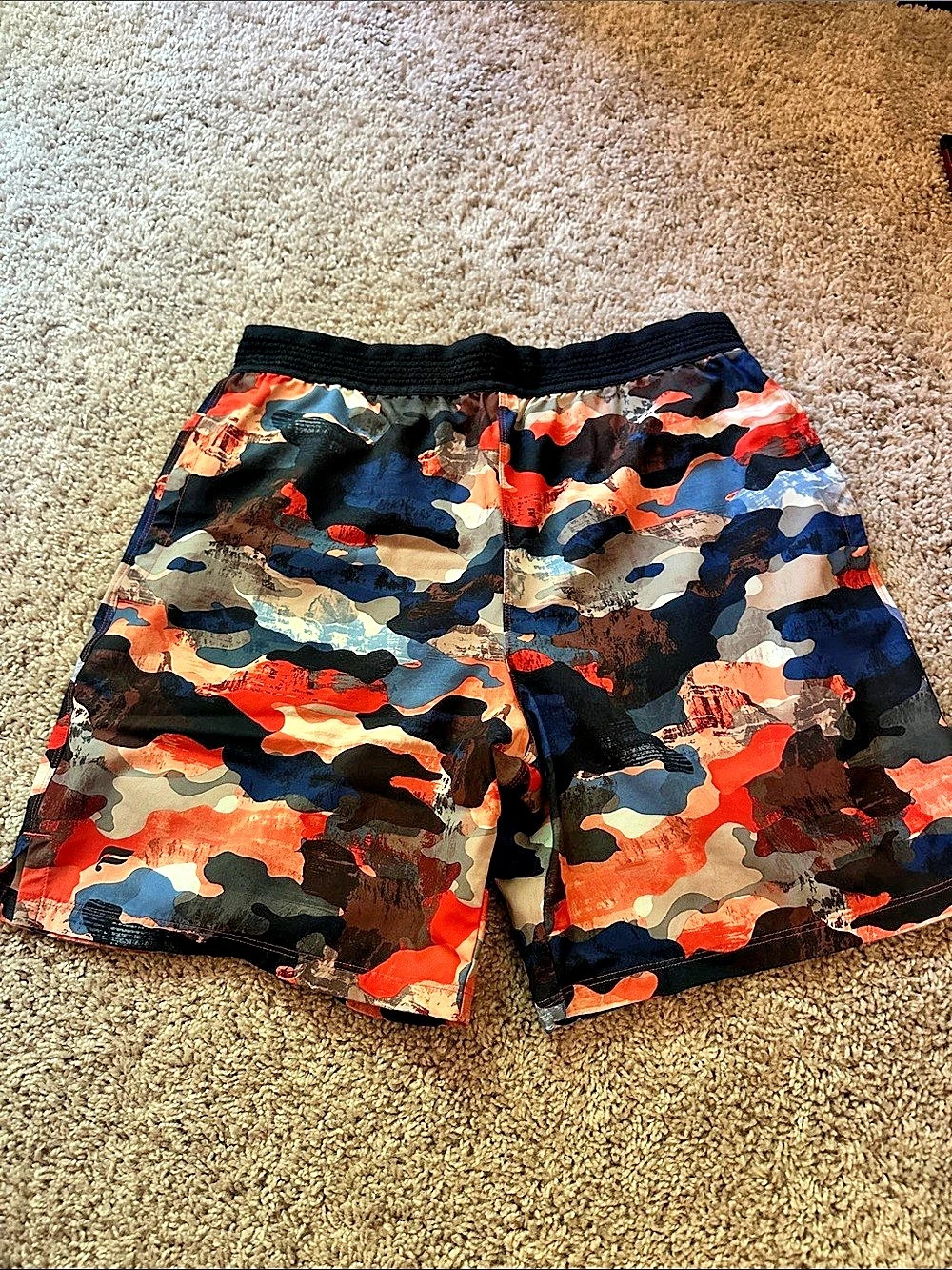 Fabletics The Fundamental Short Camo Swim Trunks Black & Red